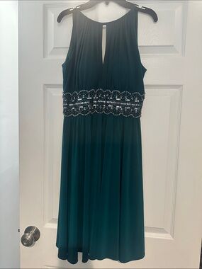 Dress Barn Teal Beaded Waist Mini Dress